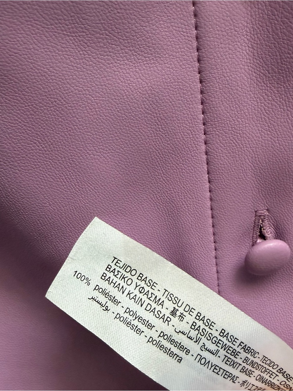 Zara Faux Leather Lilac Puff Sleeve Mini Dress size S - Picture 6 of 7